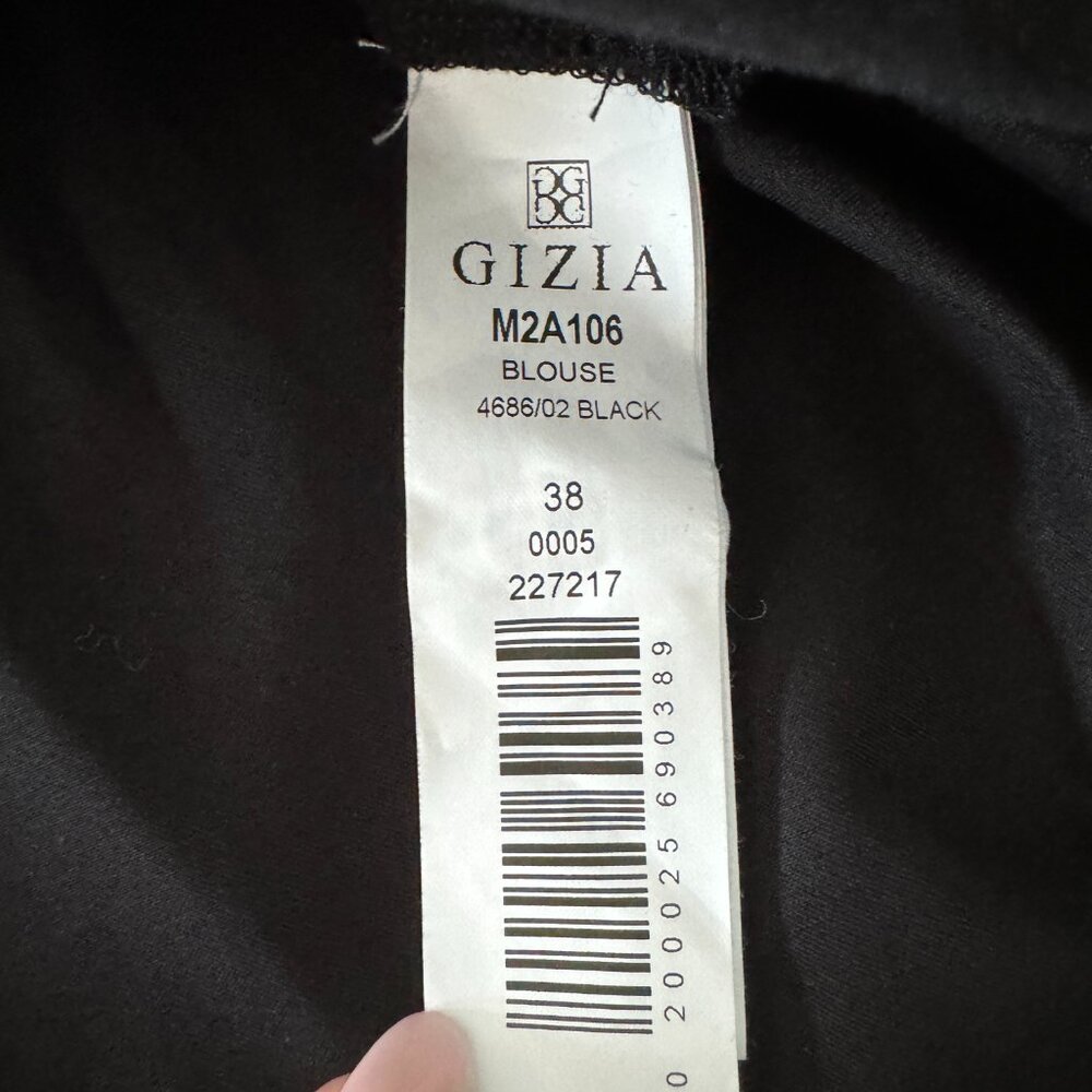 GIZIA Belted Embroidery Detailed Voluminous Sleeve Black Blouse, Size 38 - Picture 9 of 17